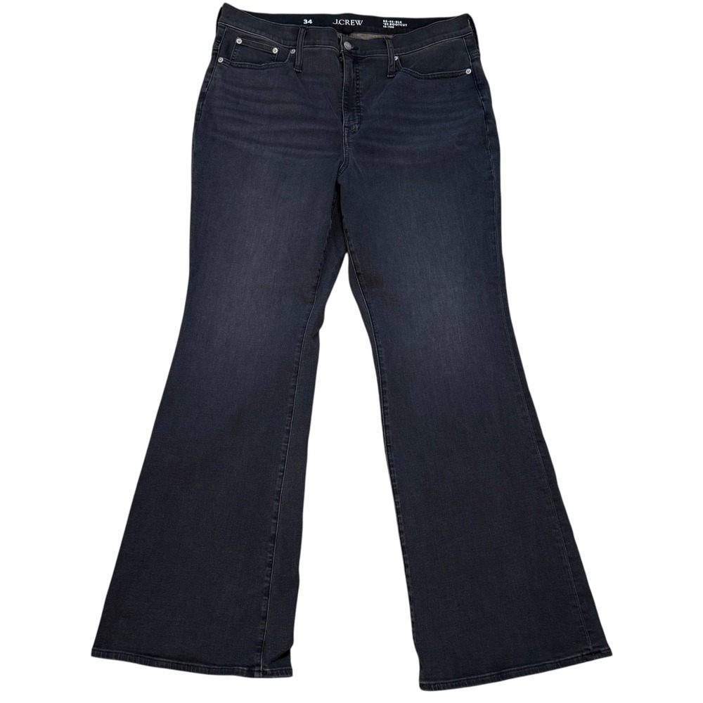 J Crew Retro High Rise Bootcut Flare Jeans Dark Wash Size 34 Black Wide Leg Nwot